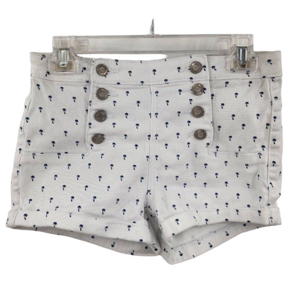 RUE21 White Palm Tree Print Shorts Womens Size 3/4 Summer Beach